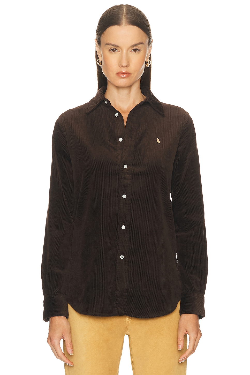 Image 1 of Polo Ralph Lauren Button Up Top in Dark Beech