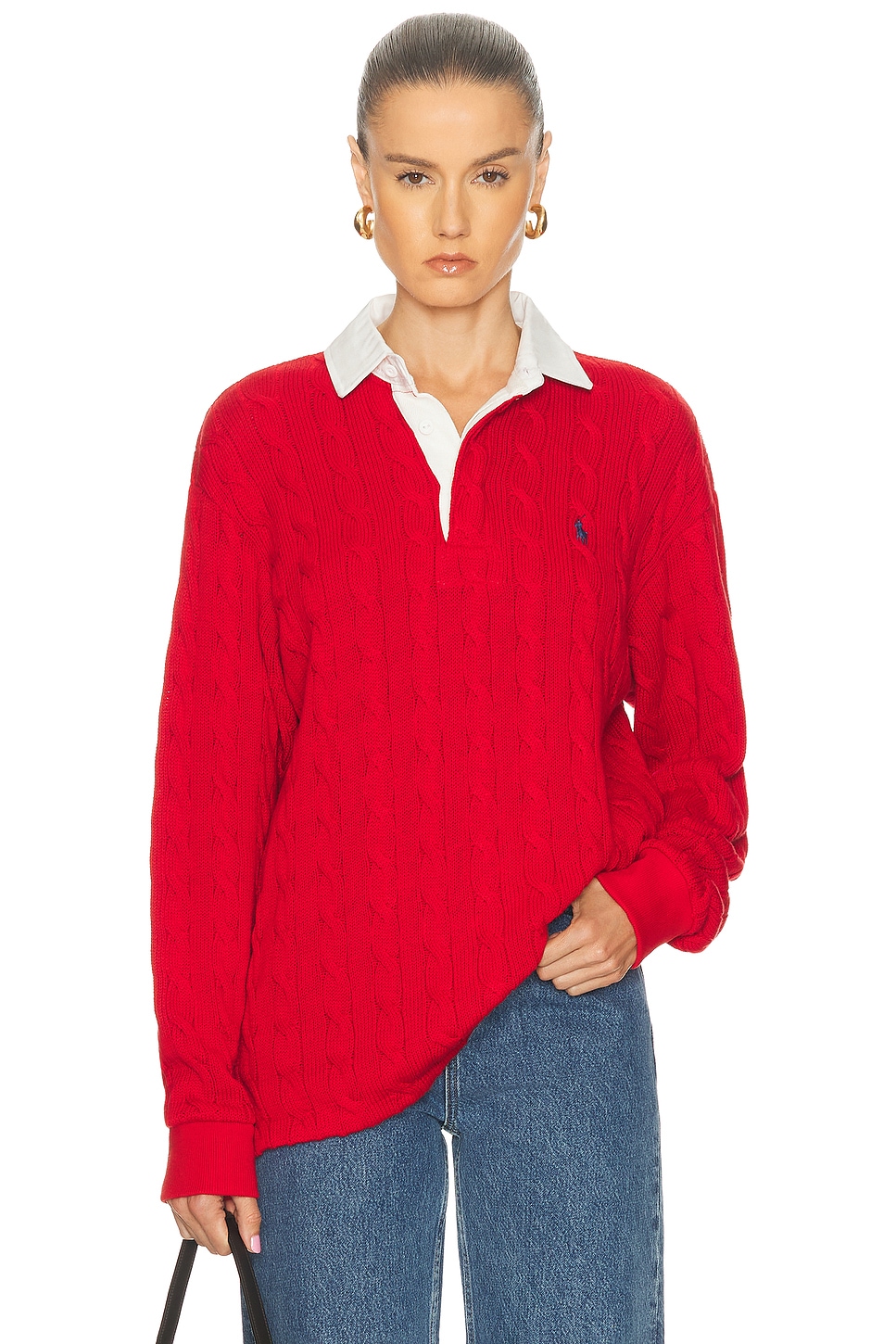 Image 1 of Polo Ralph Lauren Long Sleeve Polo Top in 2000 Red