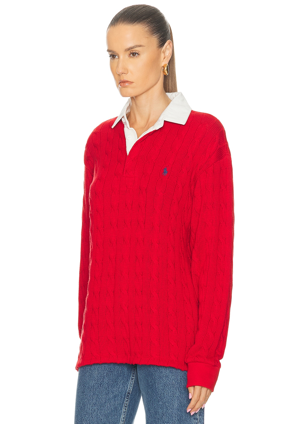 Polo Ralph Lauren Long Sleeve Polo Top In Red