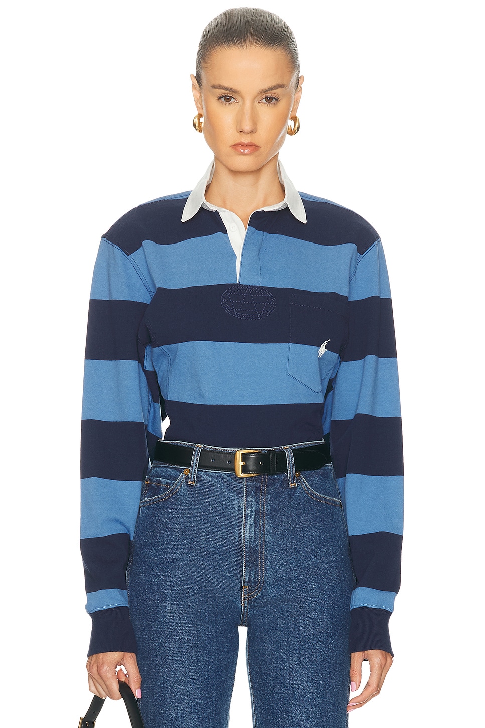 Image 1 of Polo Ralph Lauren Long Sleeve Polo Top in Rig Blue/Newport Navy