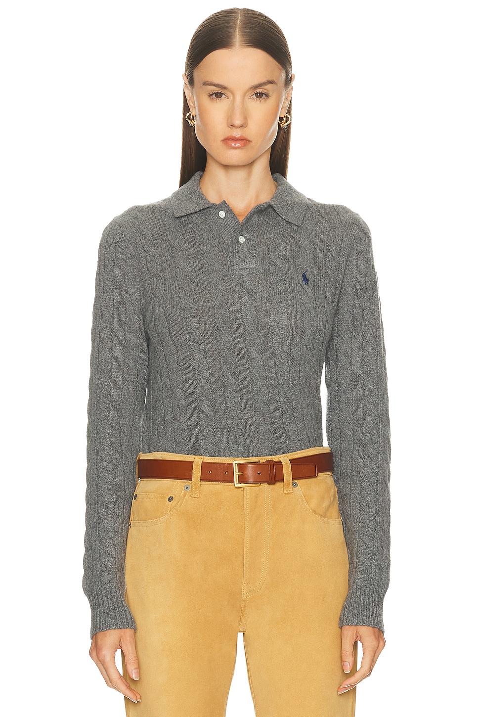 Image 1 of Polo Ralph Lauren Long Sleeve Polo Top in Flannel Grey Heather