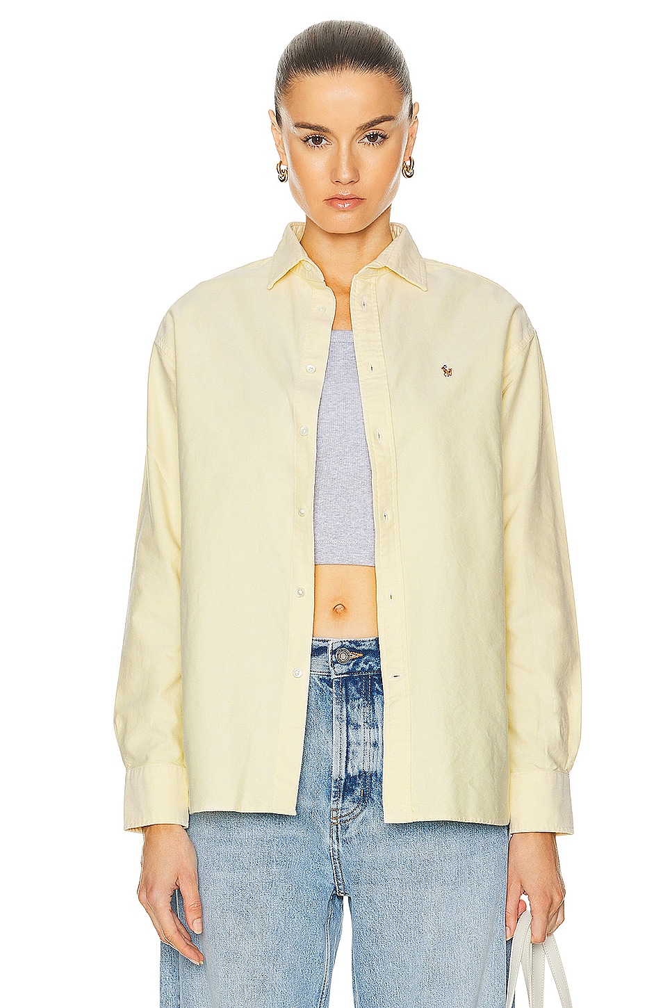 Image 1 of Polo Ralph Lauren Long Sleeve Oxford Shirt in Wicket Yellow