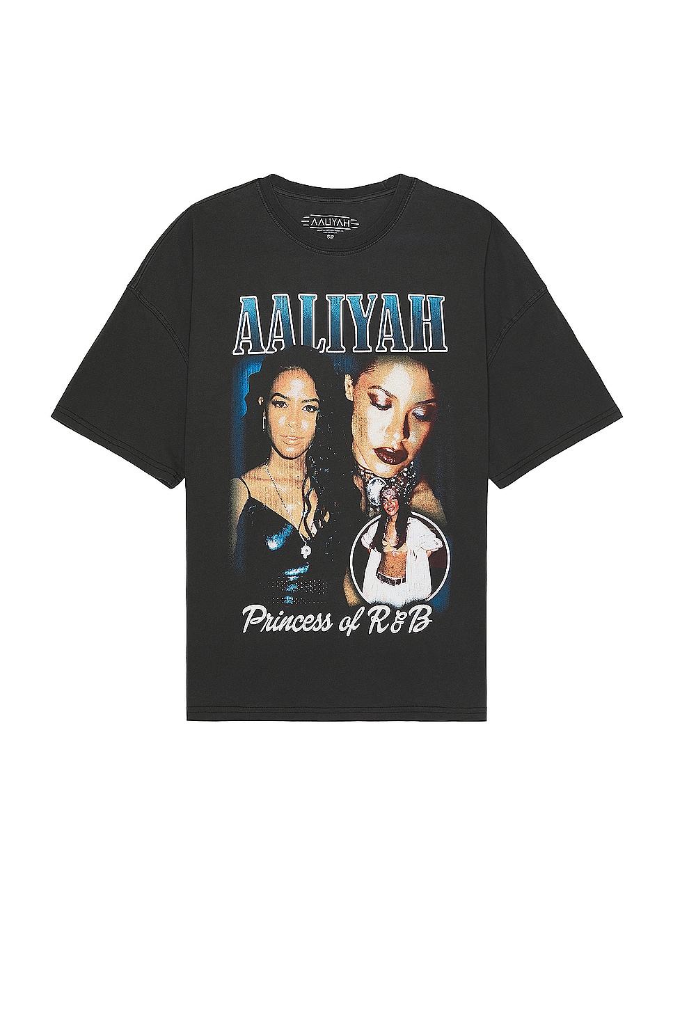 Image 1 of Philcos Aaliyah Princess Of R&B Oversized Tee in Black Pigment