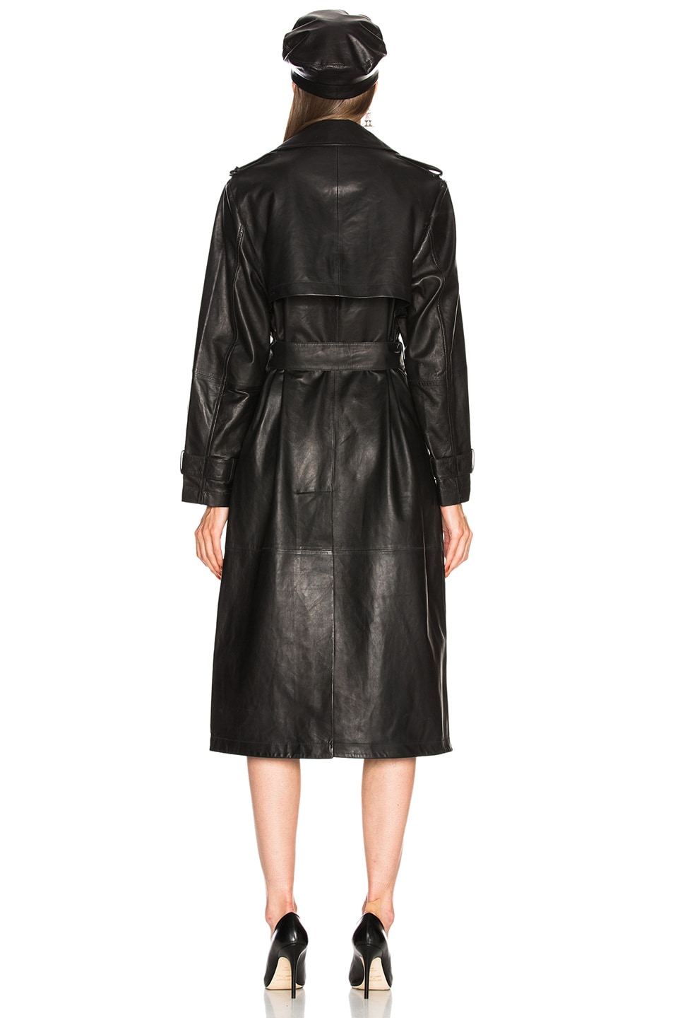 Palmer Girls x Miss Sixty Leather Trench Coat in Black | FWRD