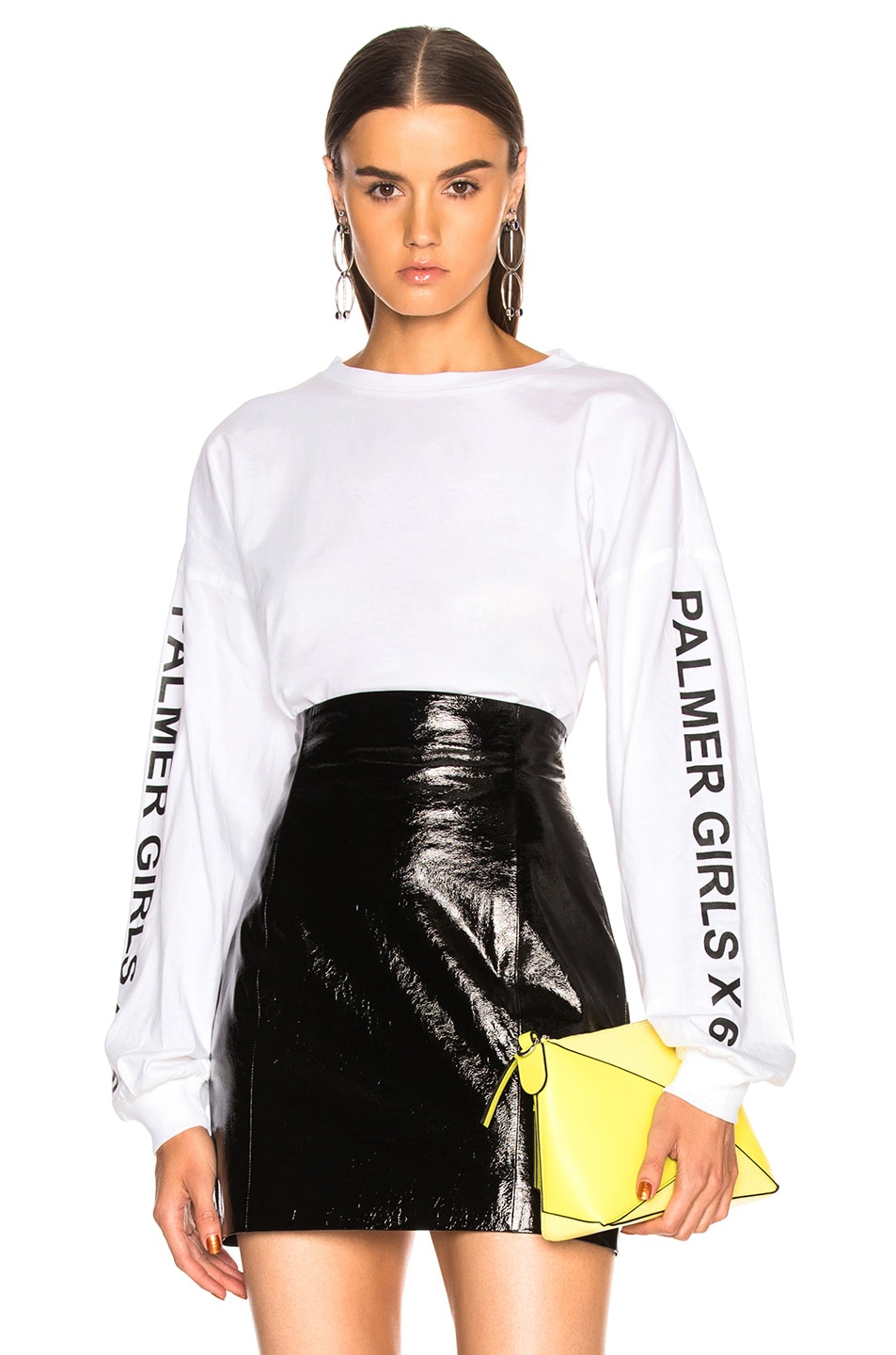 Image 1 of Palmer Girls x Miss Sixty Long Sleeve Crop Tee in White