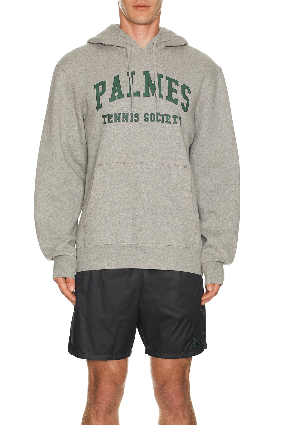 Image 1 of Palmes Mats Hooded Sweatshirt in Grey Melange & Green