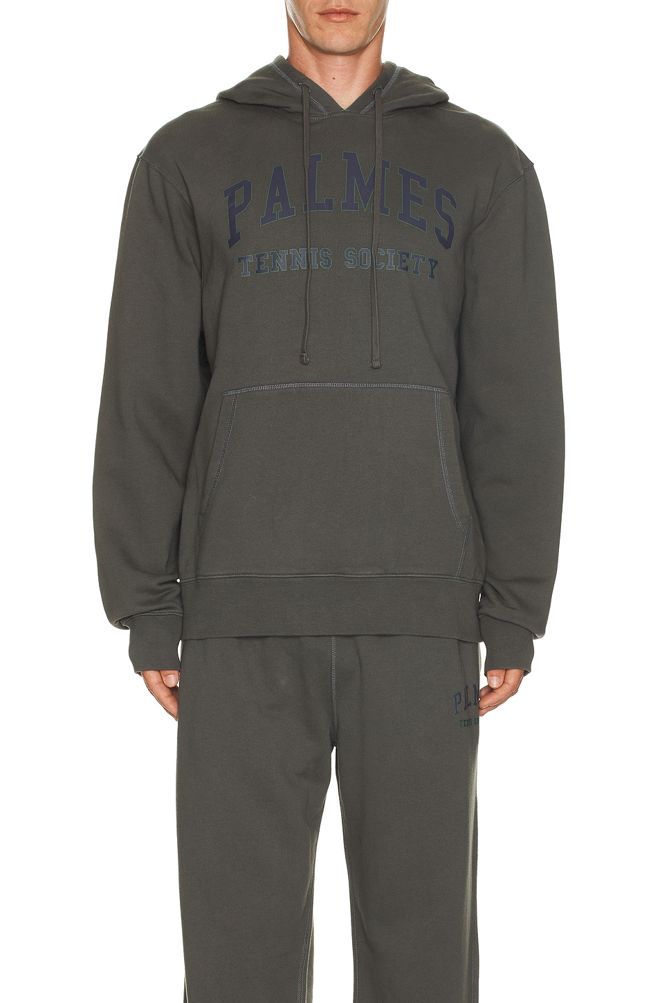 Image 1 of Palmes Mats Hooded Sweatshirt in Charcoal