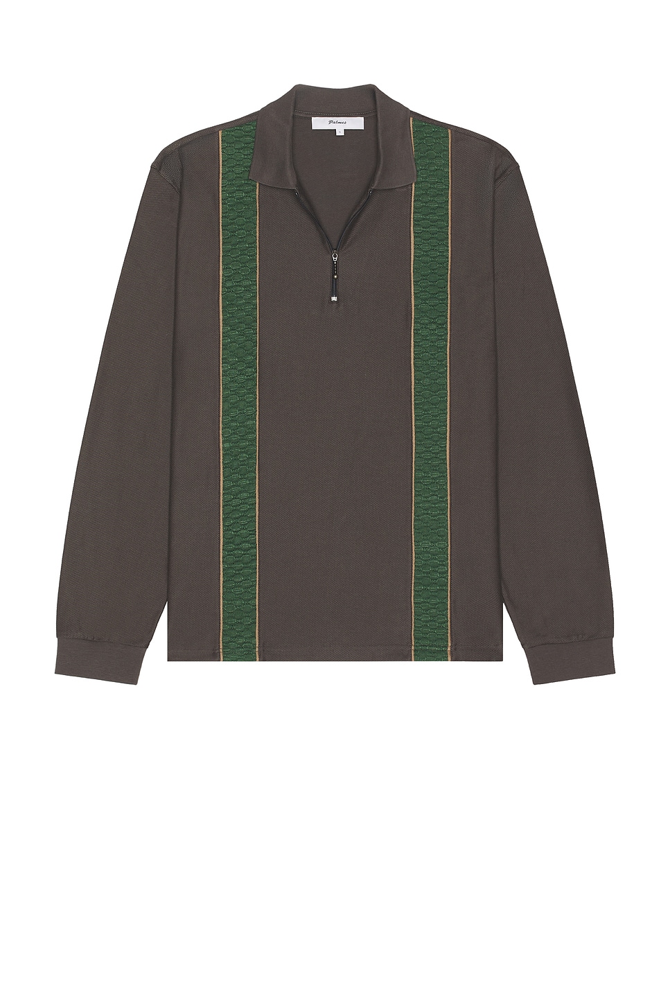 Palmes Society Long Sleeve Zip Polo In Gray