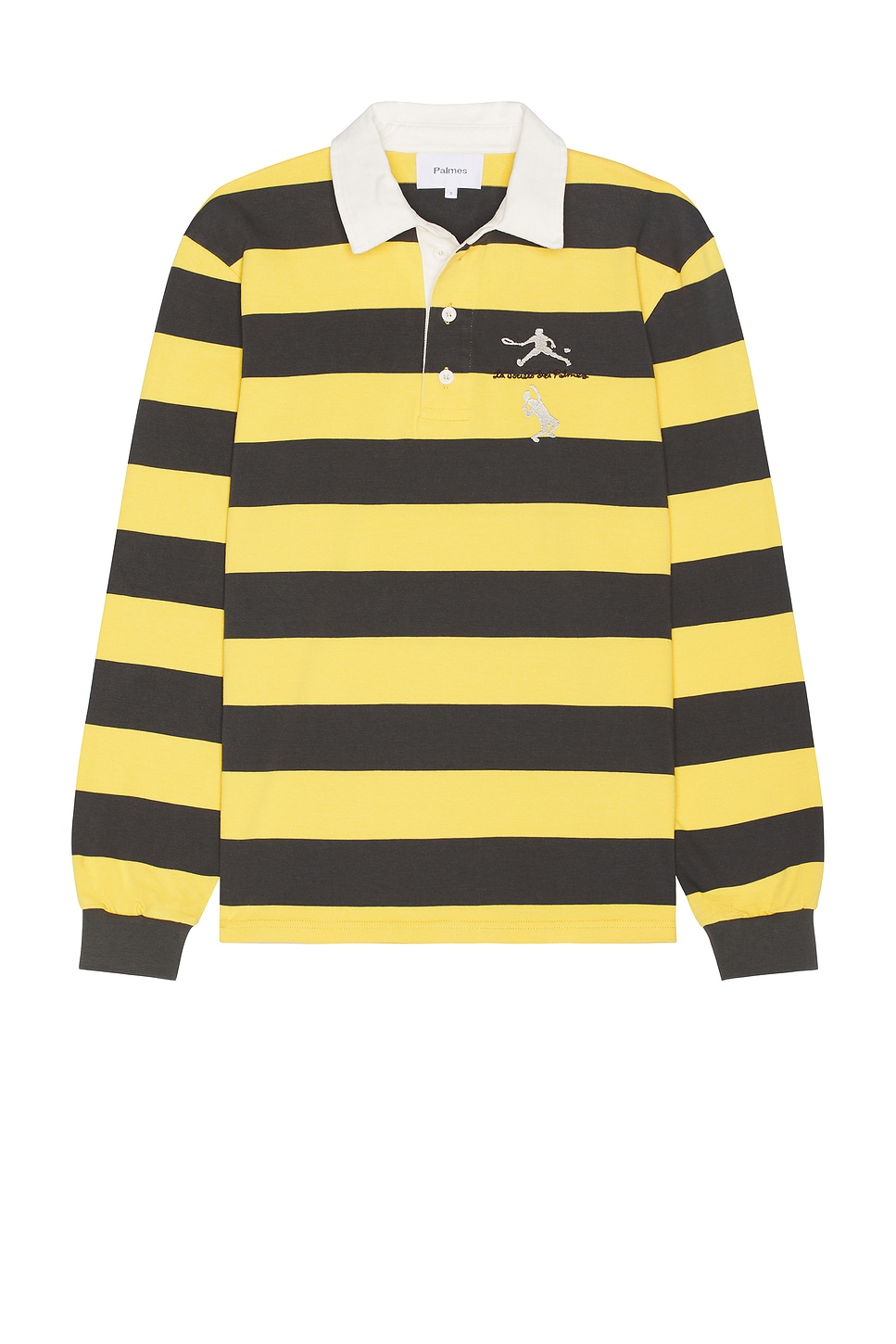 Image 1 of Palmes Society Rugby Shirt in Charcoal-yellow