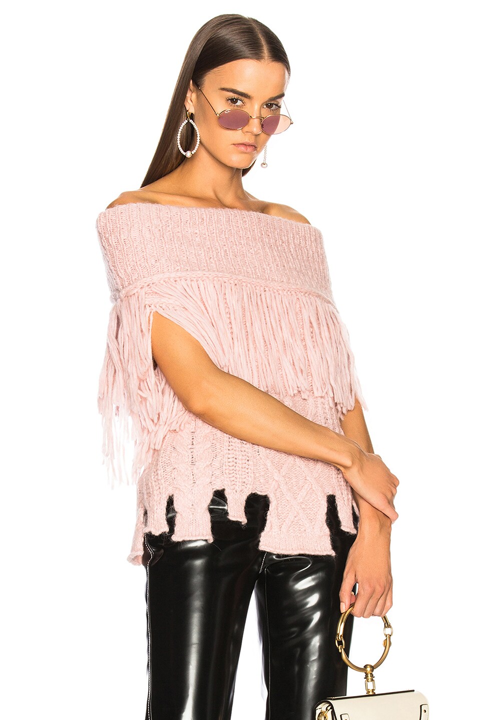 Image 1 of Philosophy di Lorenzo Serafini Off the Shoulder Knit Top in Pink