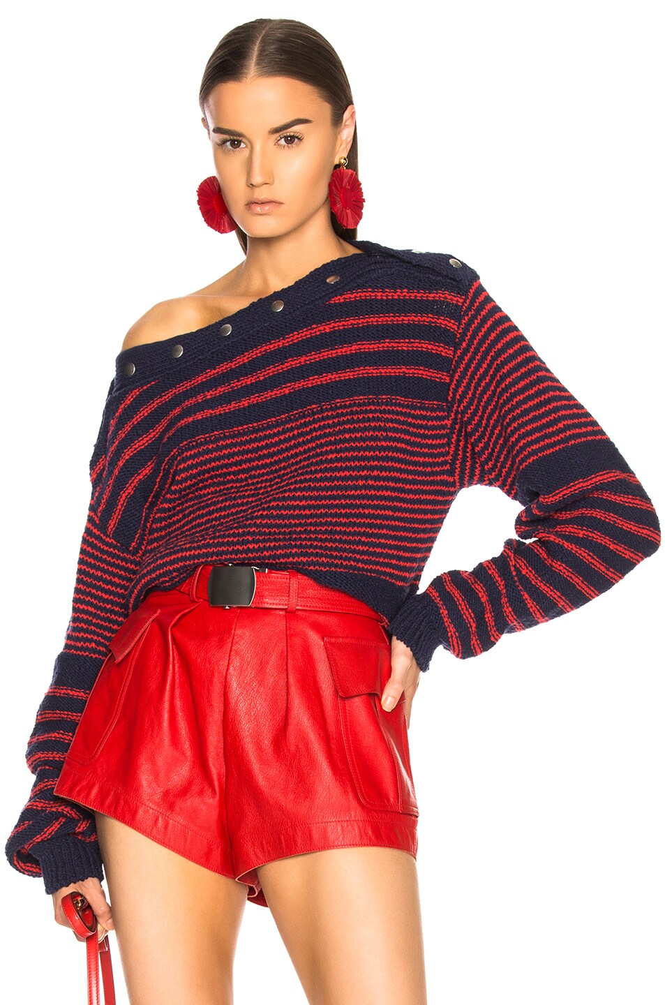 Image 1 of Philosophy di Lorenzo Serafini Adjustable Neck Sweater in Red & Navy