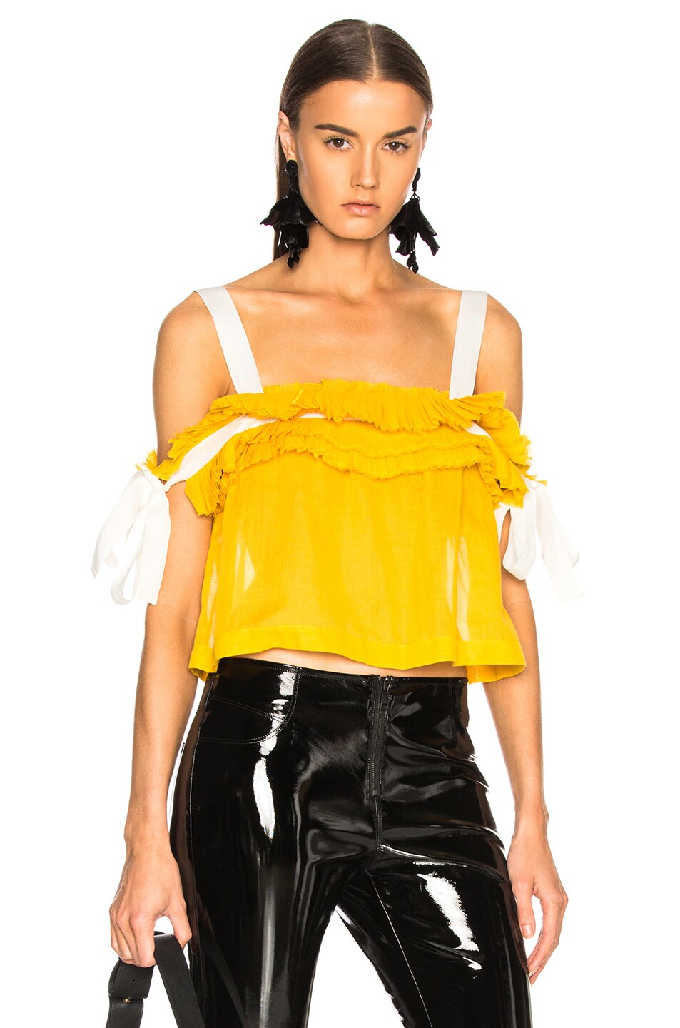Image 1 of Philosophy di Lorenzo Serafini Attached Tie Sleeve Blouse in Yellow