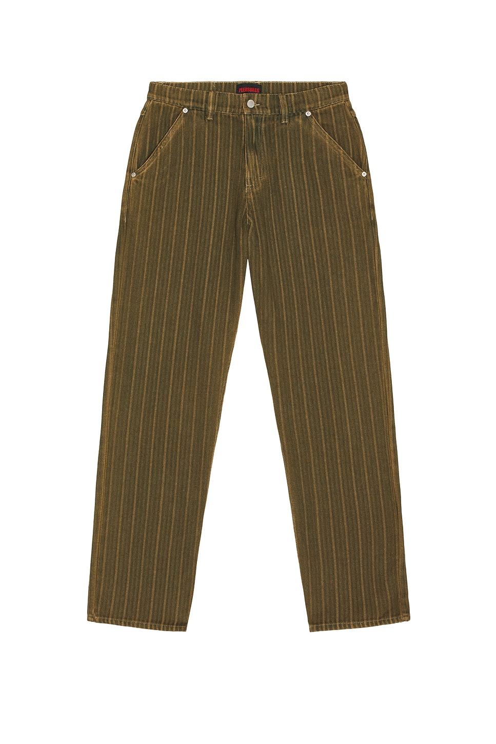 Image 1 of Pleasures Rail Stripe Work Pants in Brown