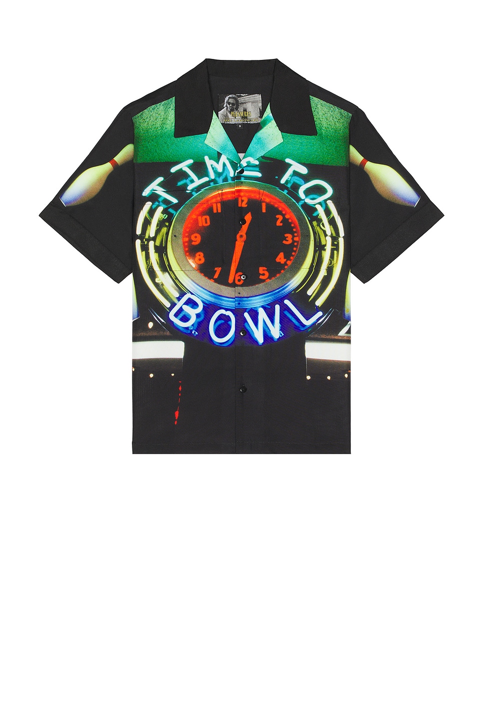 Image 1 of Pleasures Time Bowling Button Up Shirt in Black
