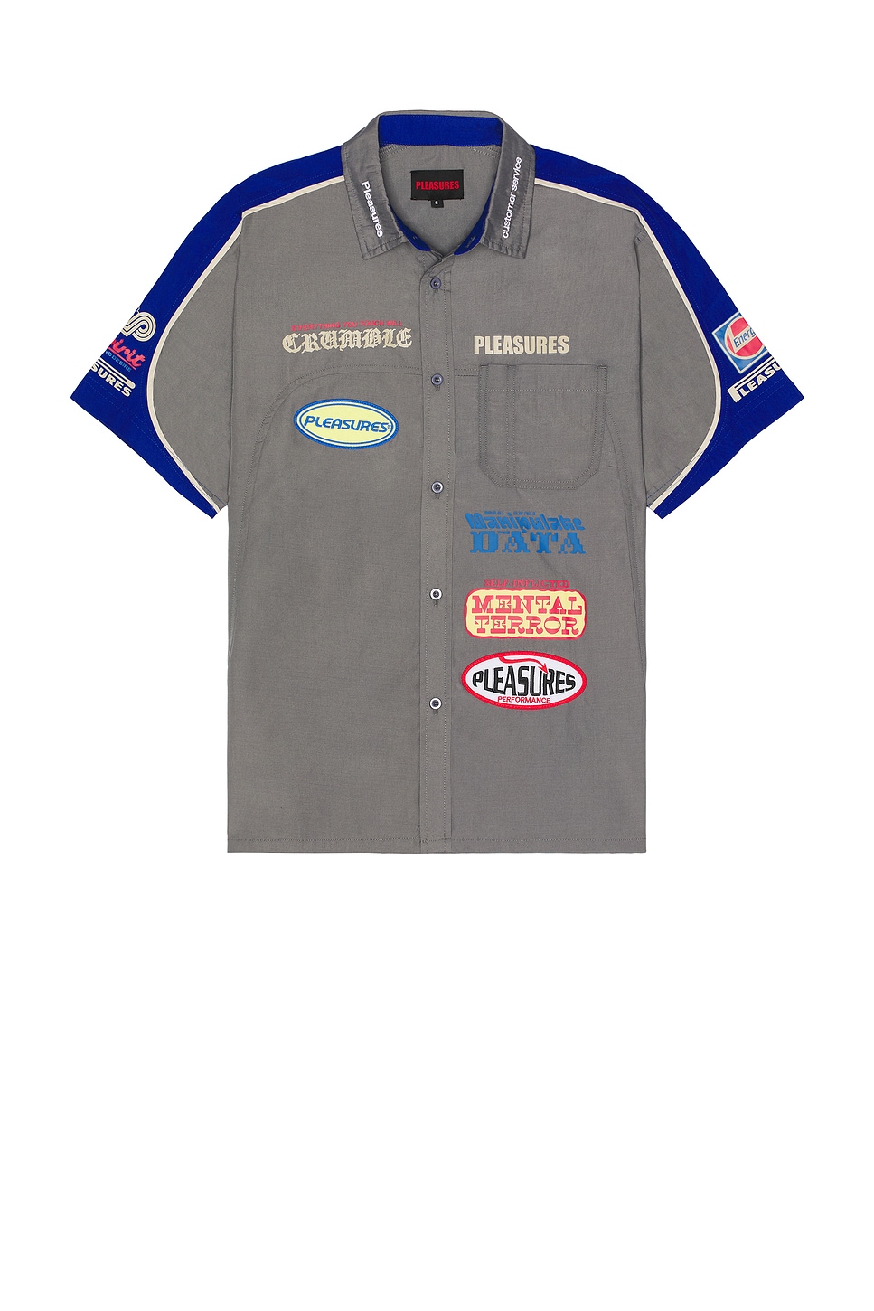 Image 1 of Pleasures Terror Button Up Shirt in Grey