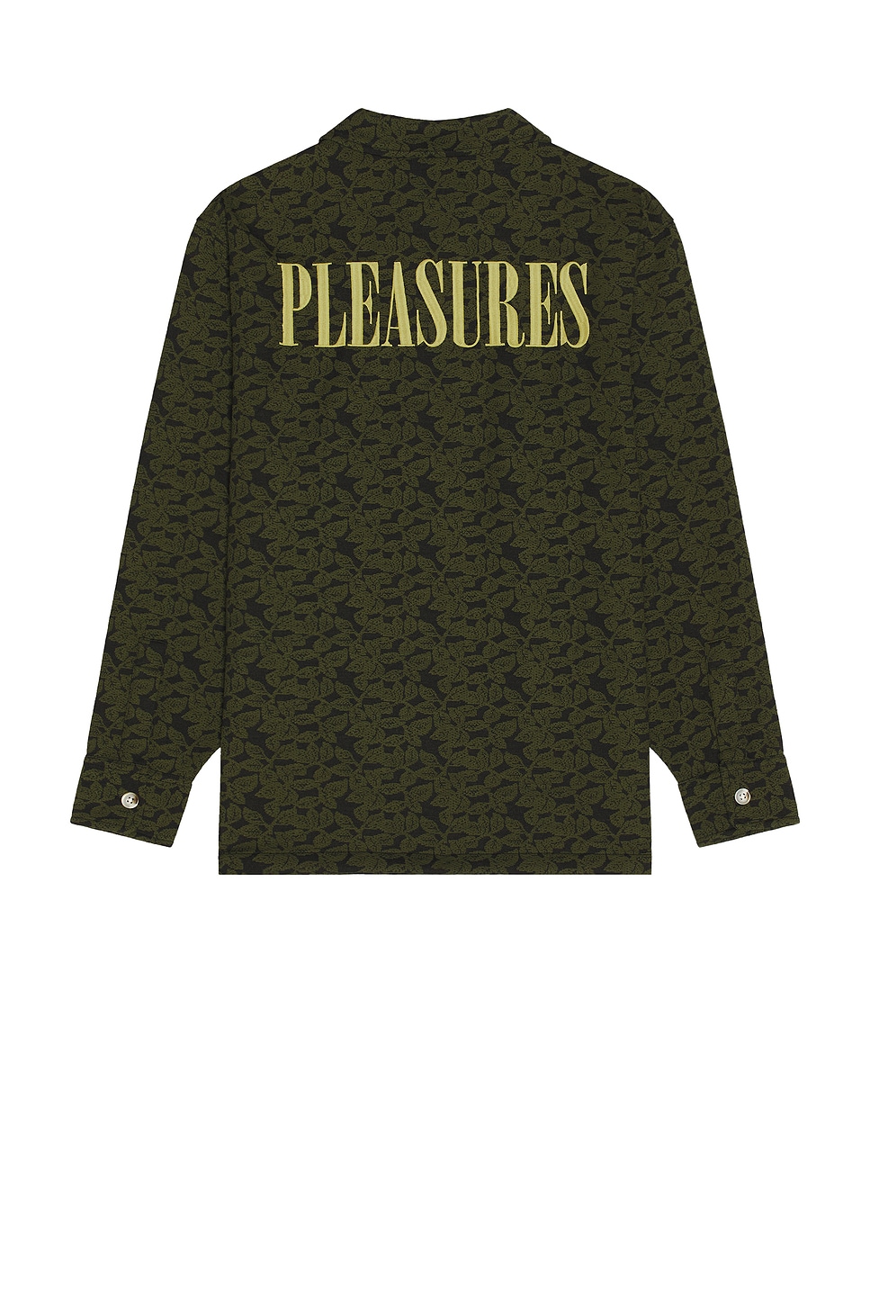 Image 1 of Pleasures Leaf Half Zip Shirt in Olive