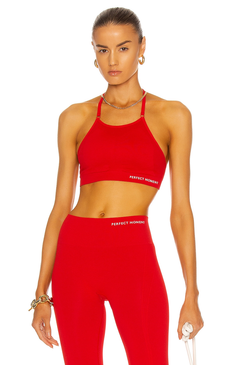 Image 1 of Perfect Moment Intarsia Fitness Top in Red