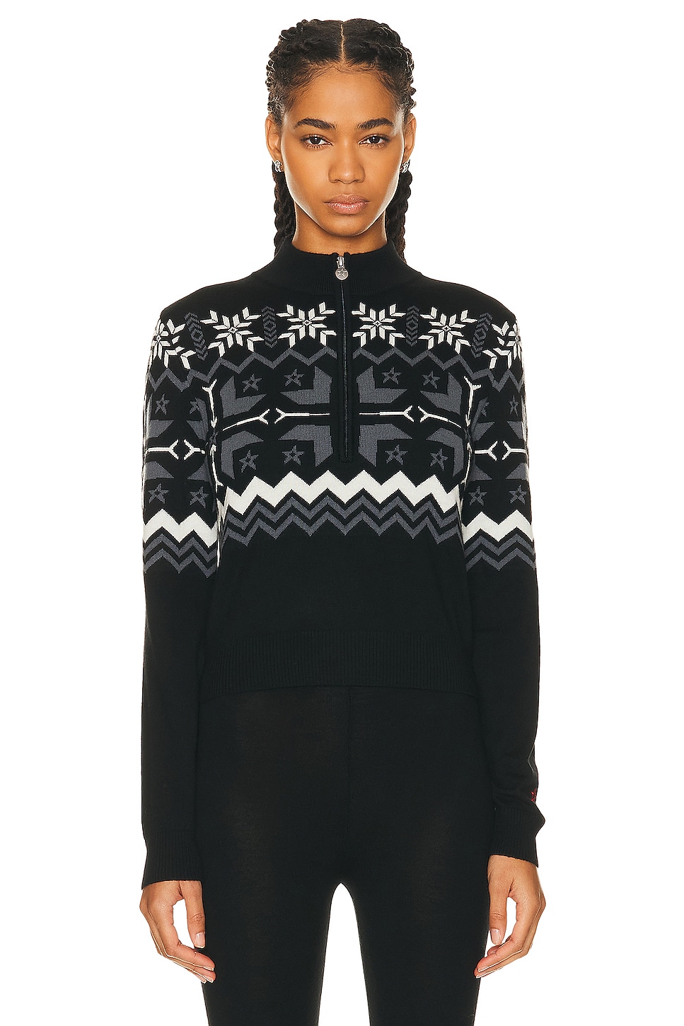 Nordic Half Zip Sweater in Black