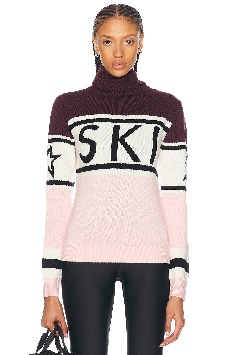 Image 1 of Perfect Moment Schild Sweater in Petal Pink & Burgundy