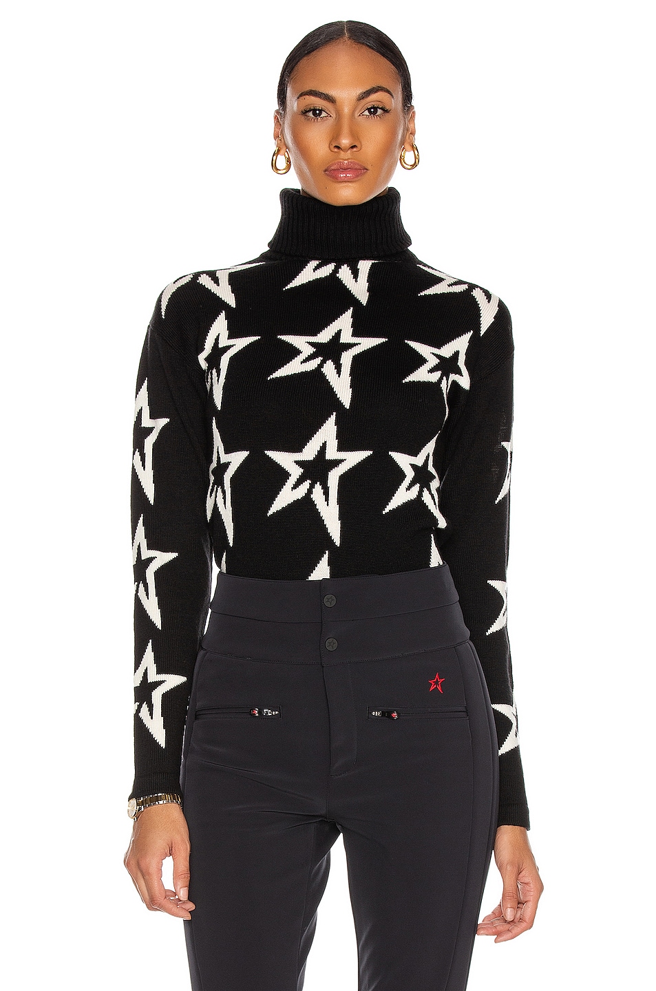 Image 1 of Perfect Moment Star Dust Sweater in Black & Snow White Star