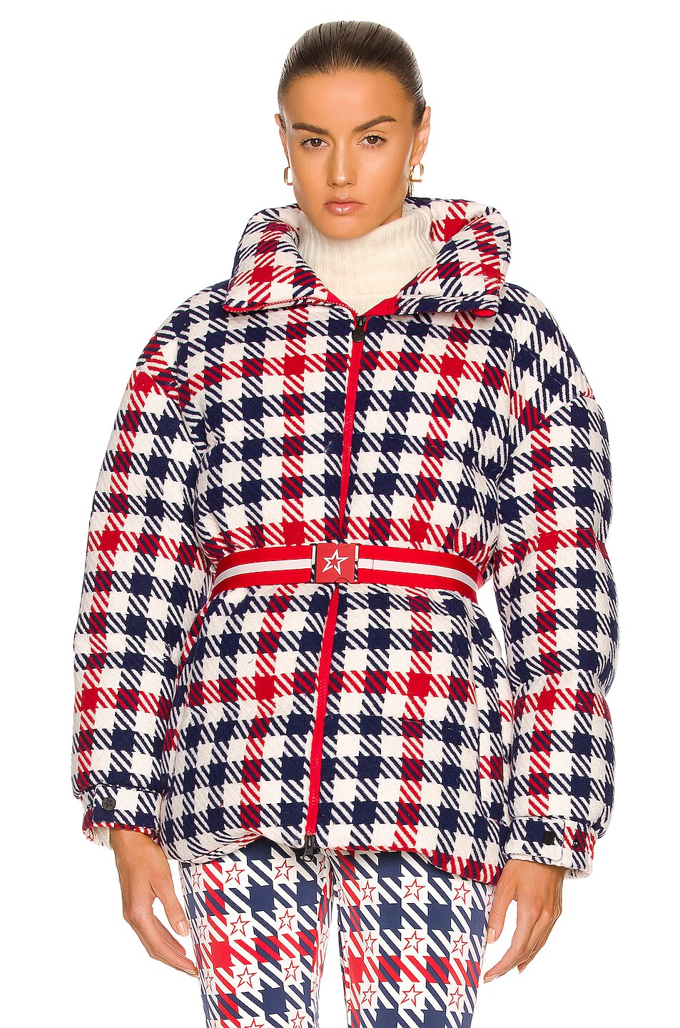 Image 1 of Perfect Moment Star Gingham Poly Wool Jacket in Star Gingham & Snow White