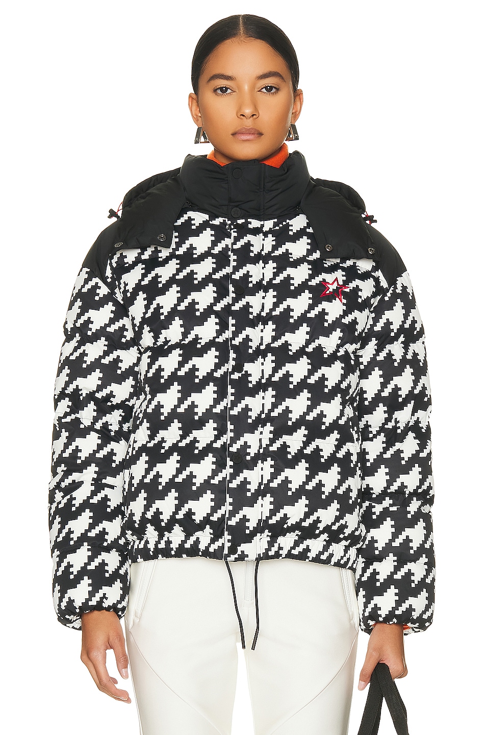 Image 1 of Perfect Moment Print Moment Puffer in Black & Snow White