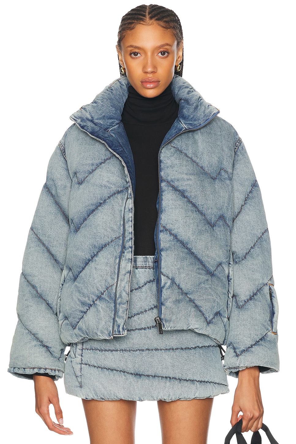 Image 1 of Perfect Moment Denim Puffer Jacket in Light Denim