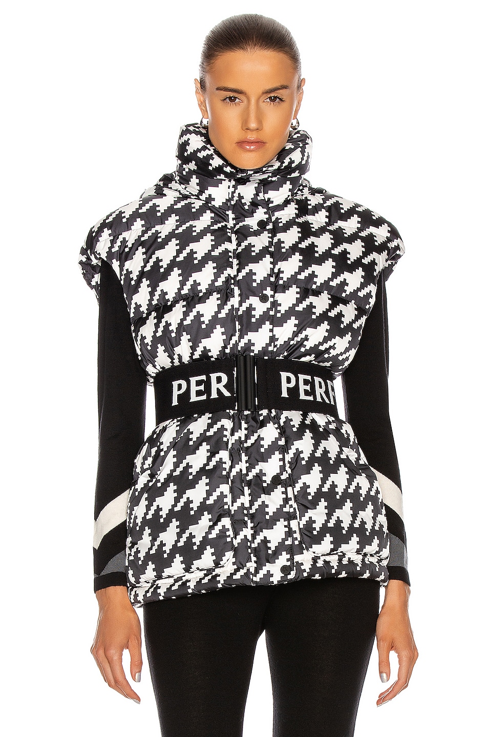 Image 1 of Perfect Moment Oversize Vest II in Black & Snow White Houndstooth