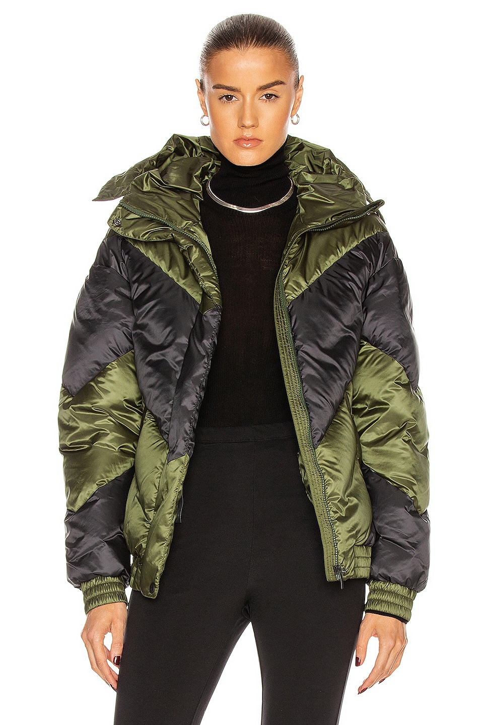 Image 1 of Perfect Moment Puffer Jacket in Dark Green & Black