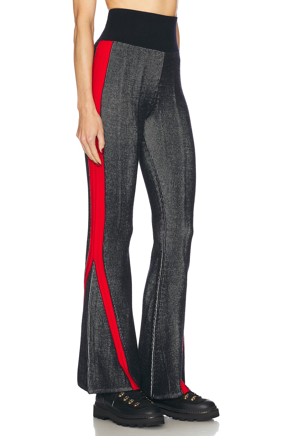 Shop Perfect Moment Evie Knitted Flare Legging In Dark Charcoal Blue  Red  & Snow White