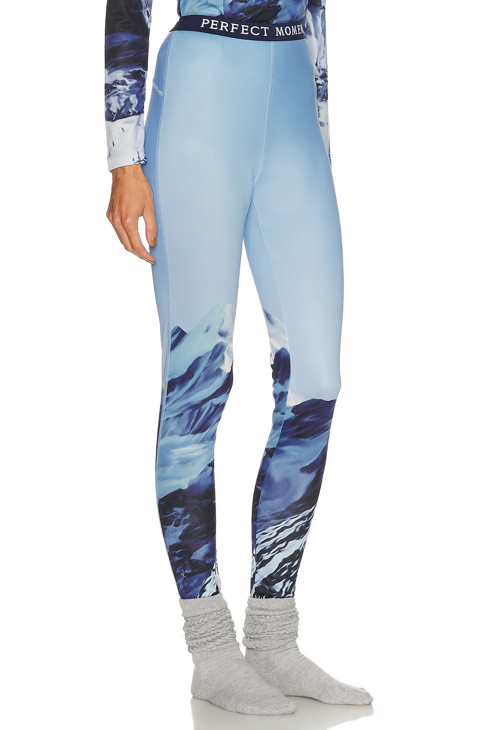 Perfect Moment Printed Base Layer Legging In Blue
