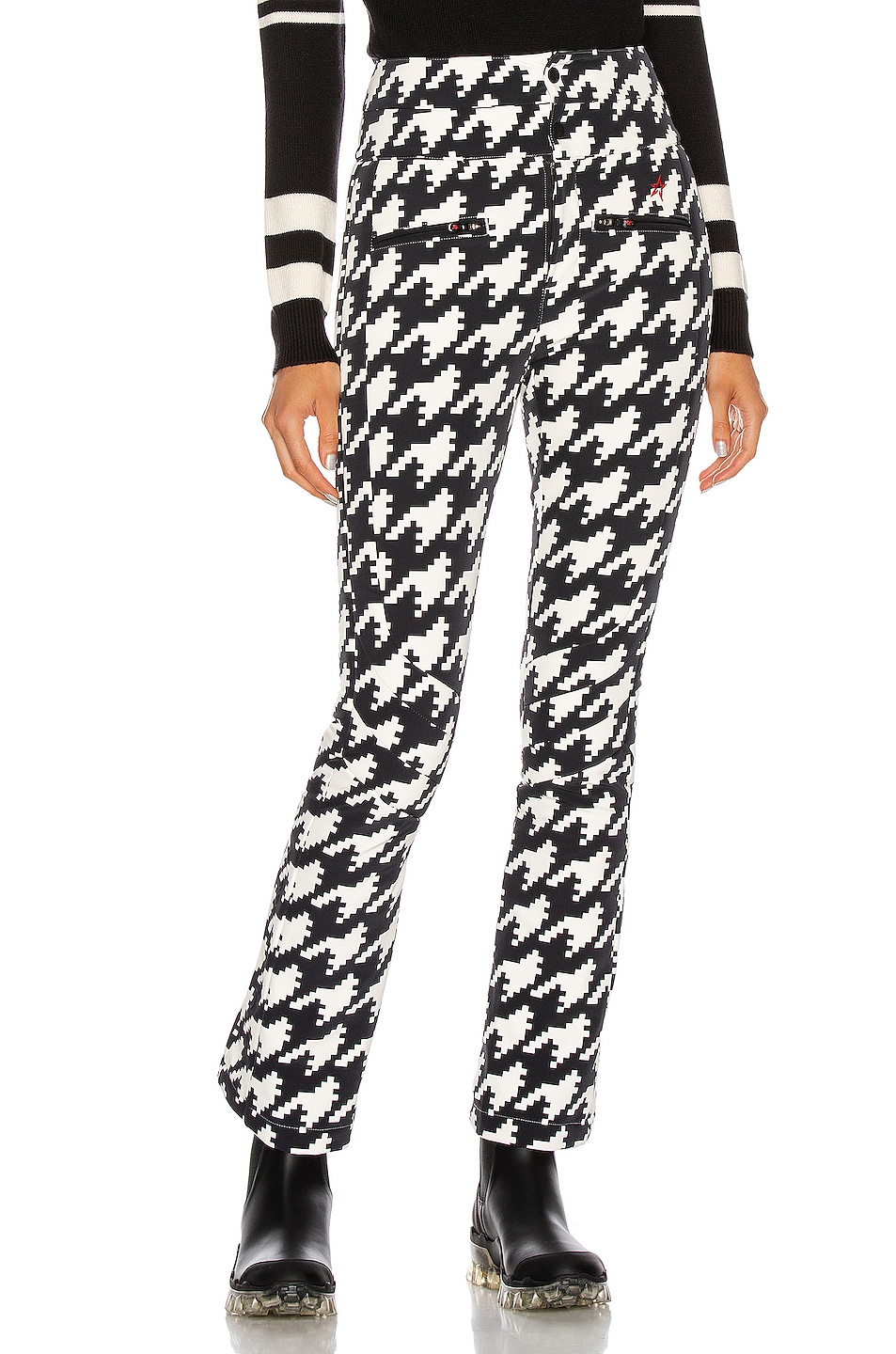 Image 1 of Perfect Moment Aurora High Waist Flare Pant in Black & Snow White Houndstooth