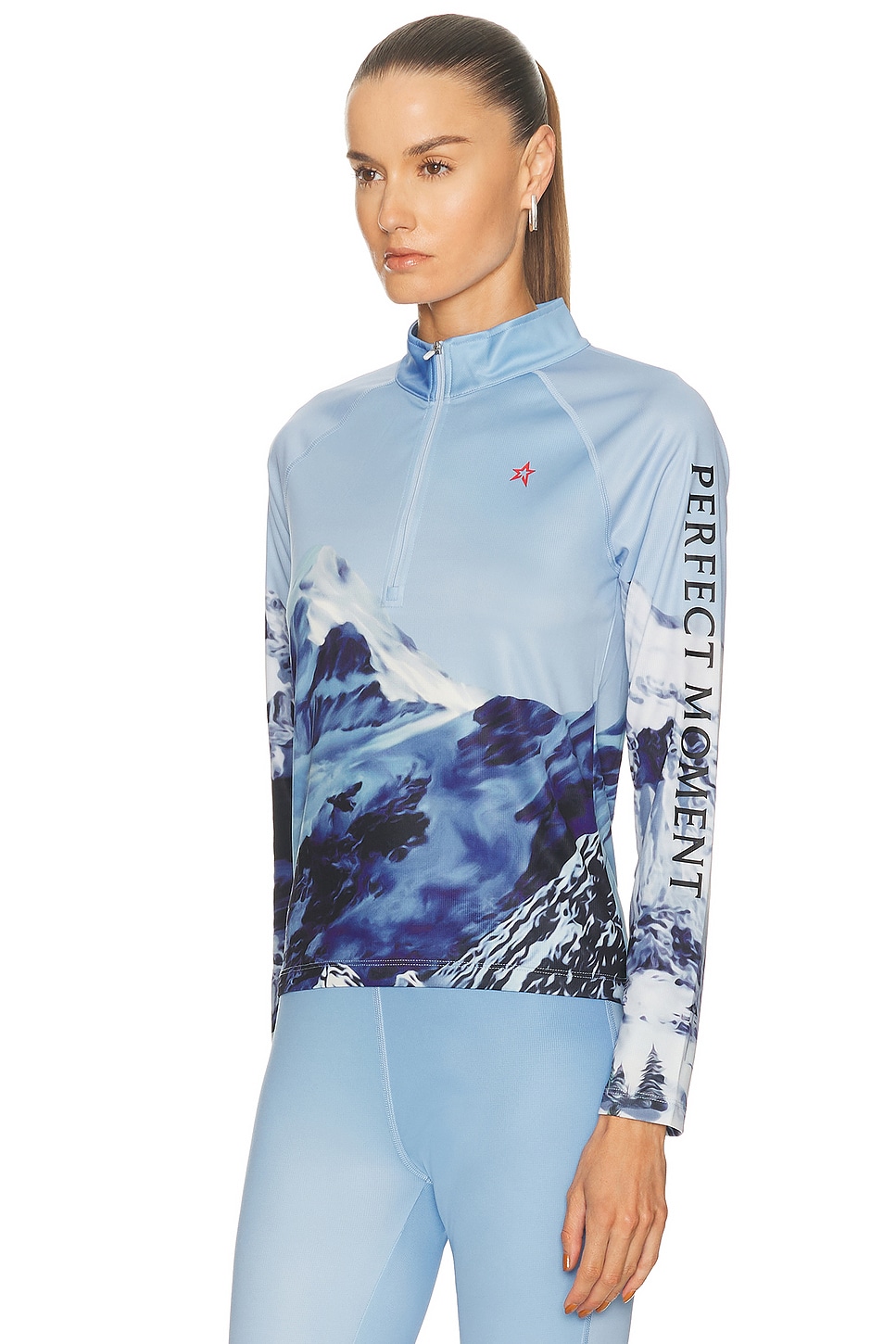 Perfect Moment Quarter Zip Base Layer Top In Blue