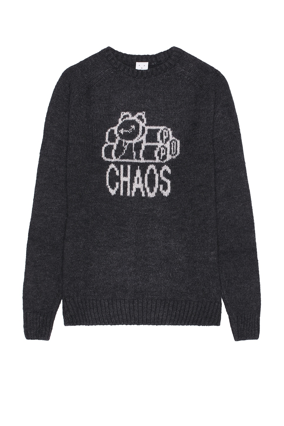 Pop Trading Company Knitted Chaos Crewneck Sweatshirt In Anthracite