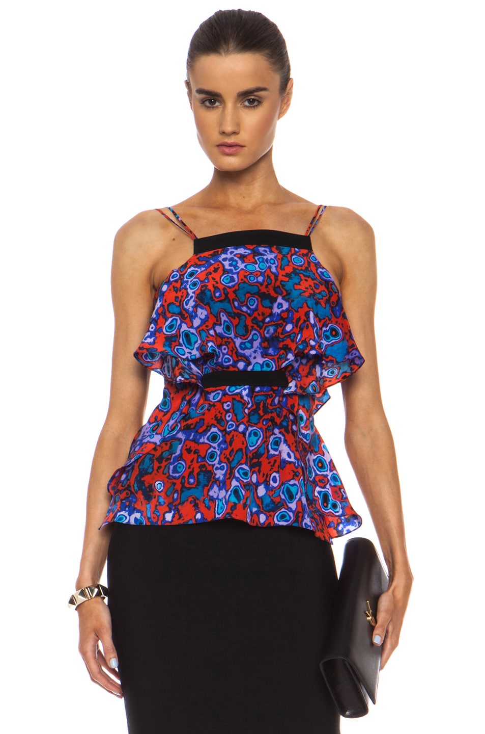 Image 1 of Peter Pilotto Cascade Silk Long Top in Red
