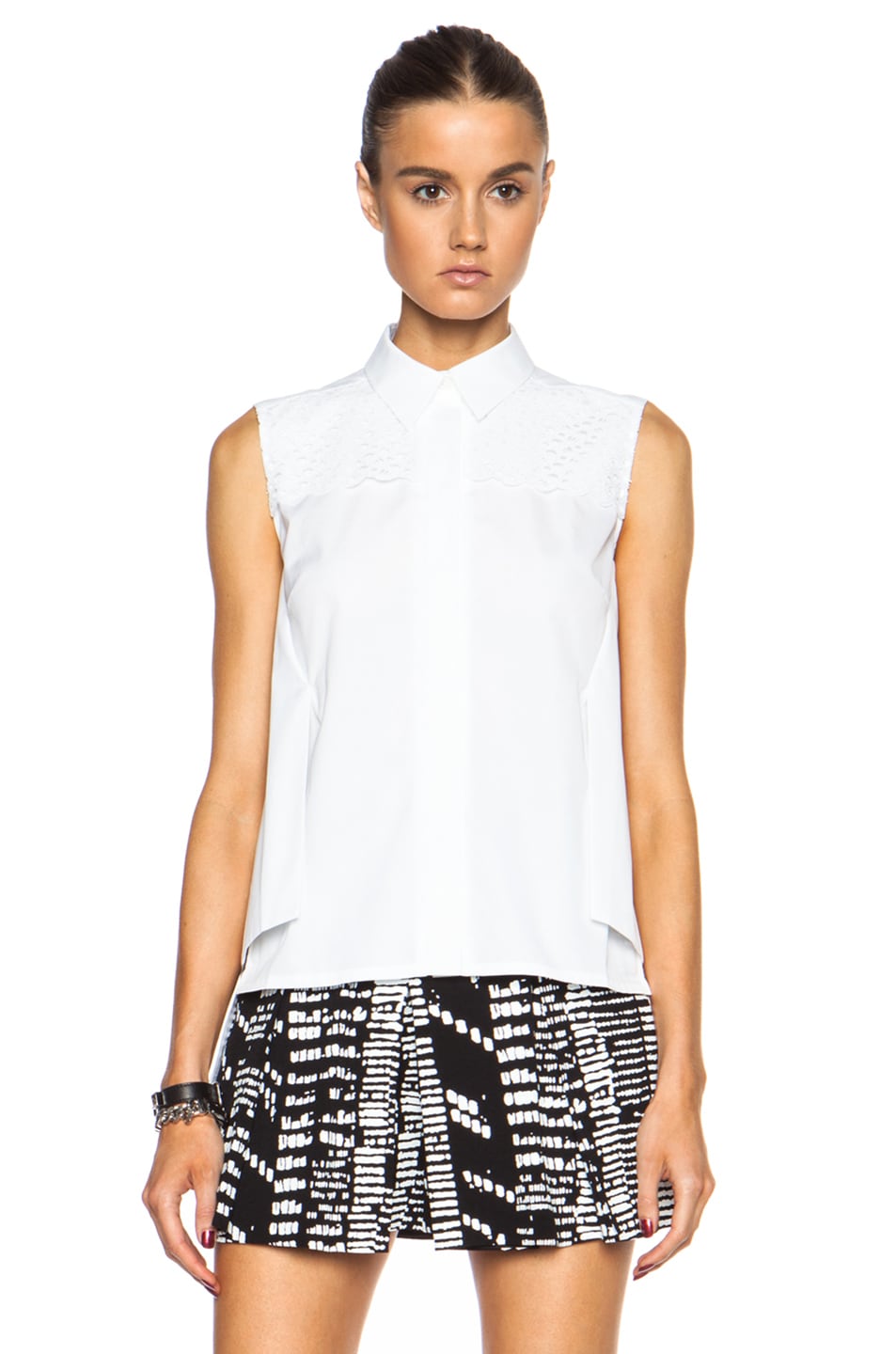 Image 1 of Peter Pilotto Sleeveless Button Down Cotton Top in White