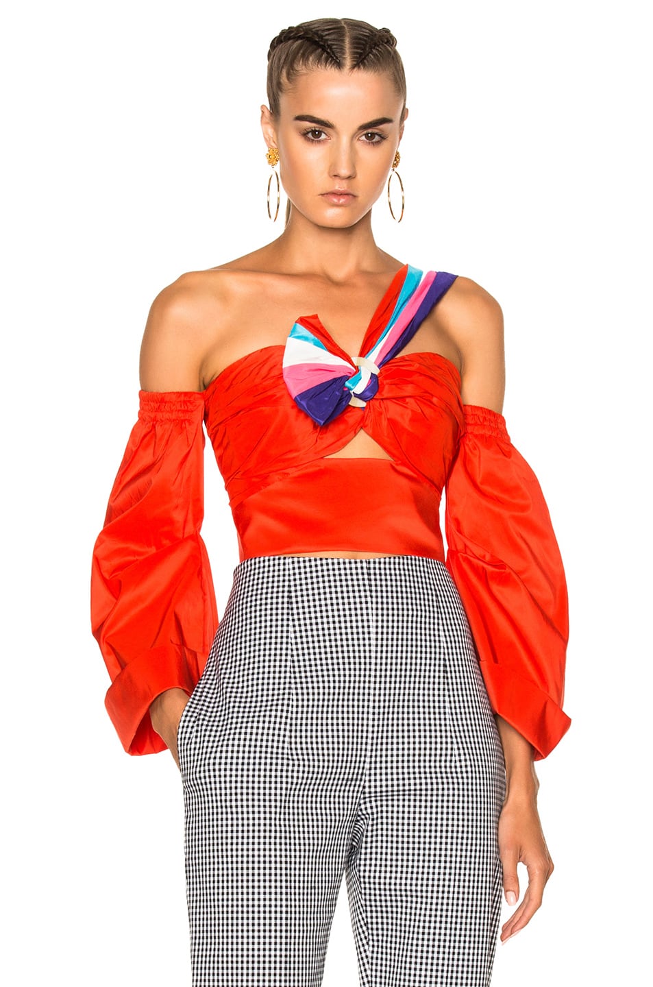 Image 1 of Peter Pilotto Paneled Taffeta Top in Red