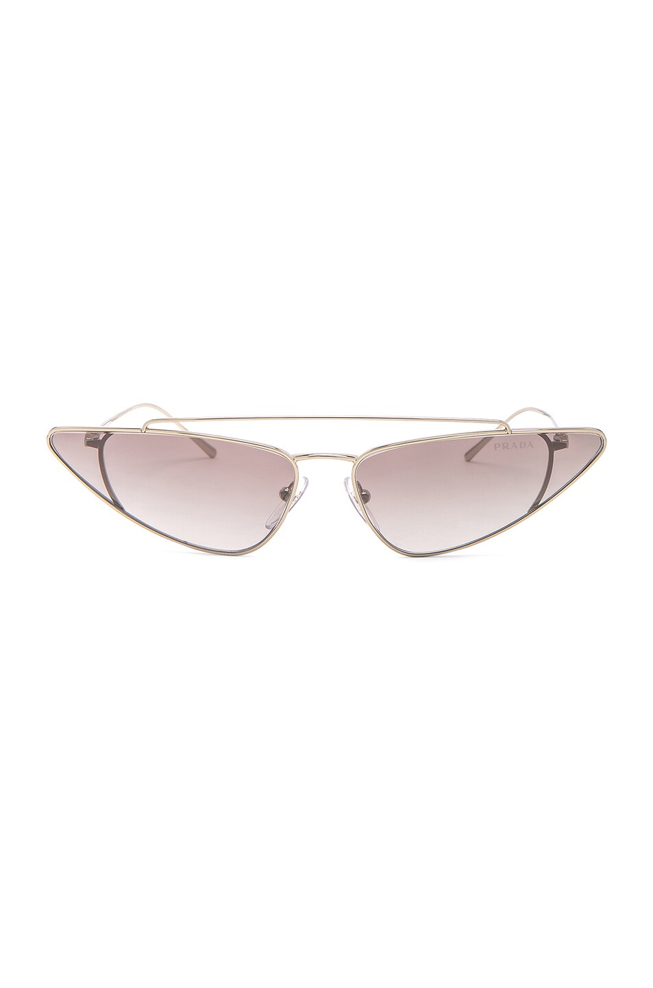 Image 1 of Prada Low Angle Cut Sunglasses in Pale Gold & Gradient Brown Mirror