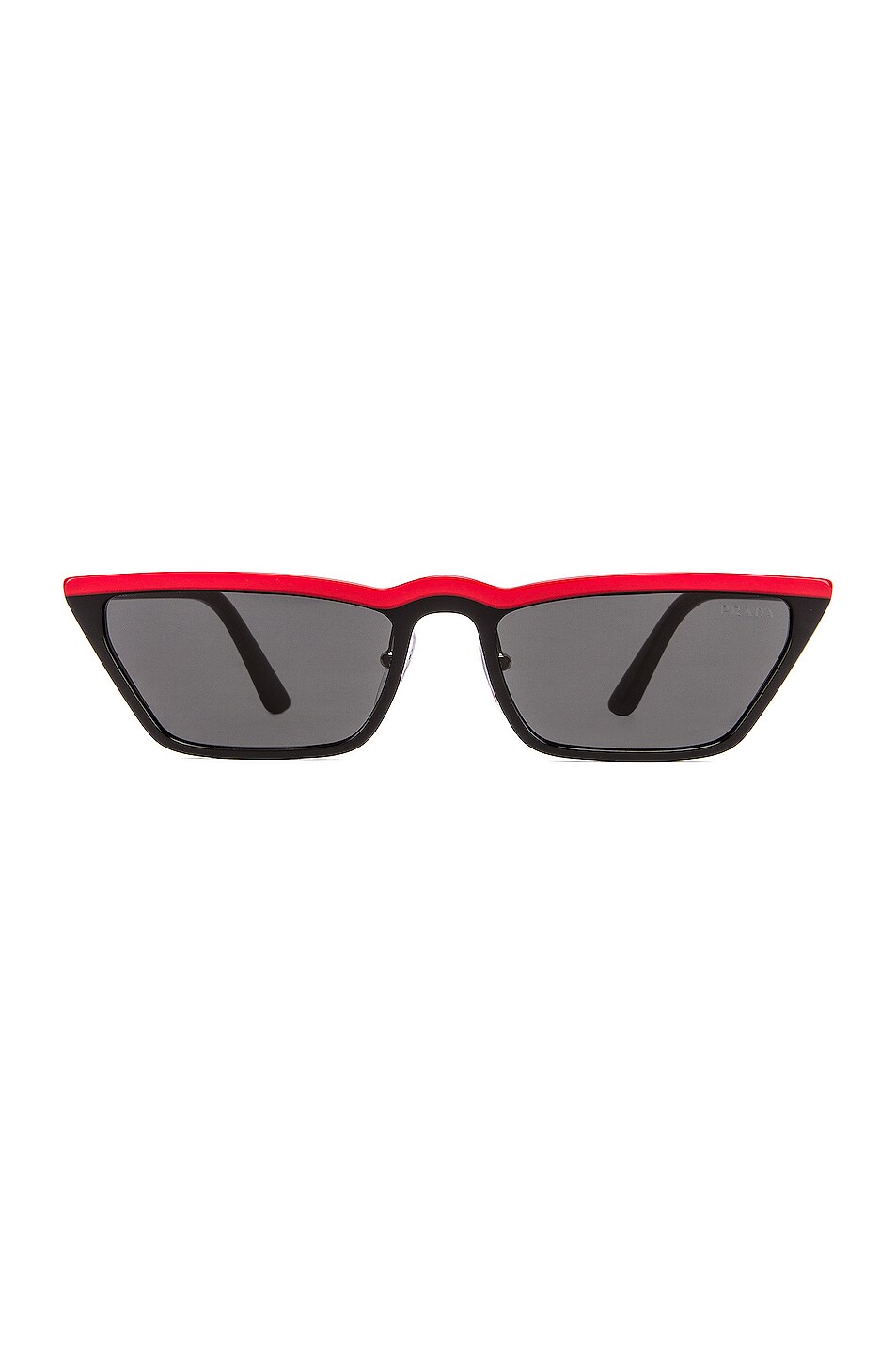 Image 1 of Prada Acetate Low Angle Cut Sunglasses in Black & Red