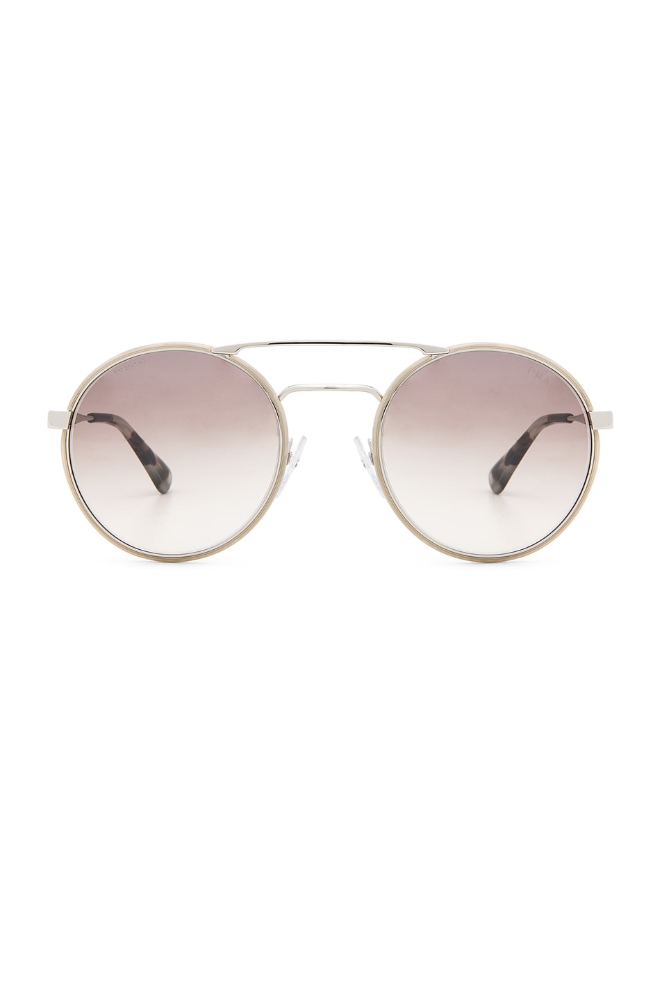Image 1 of Prada Round Sunglasses in Silver & Light Brown