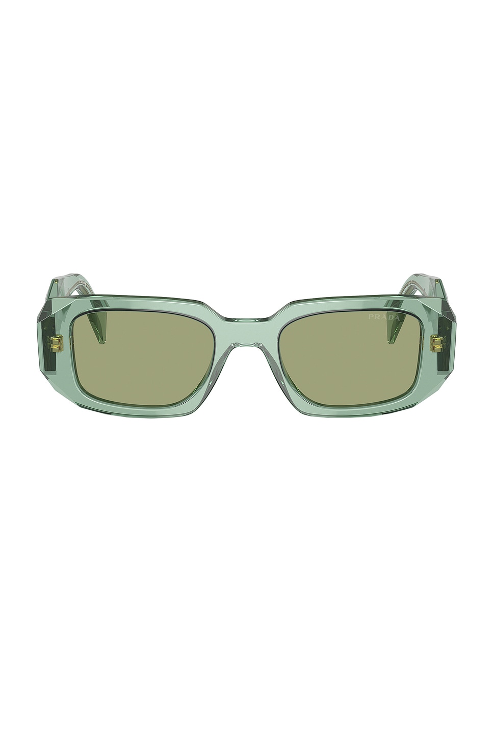 Shop Prada Rectangle Sunglasses In Transparent Green