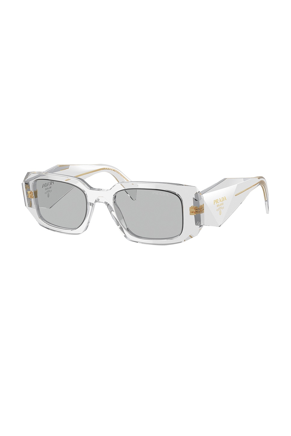 Shop Prada Rectangle Sunglasses In Transparent White