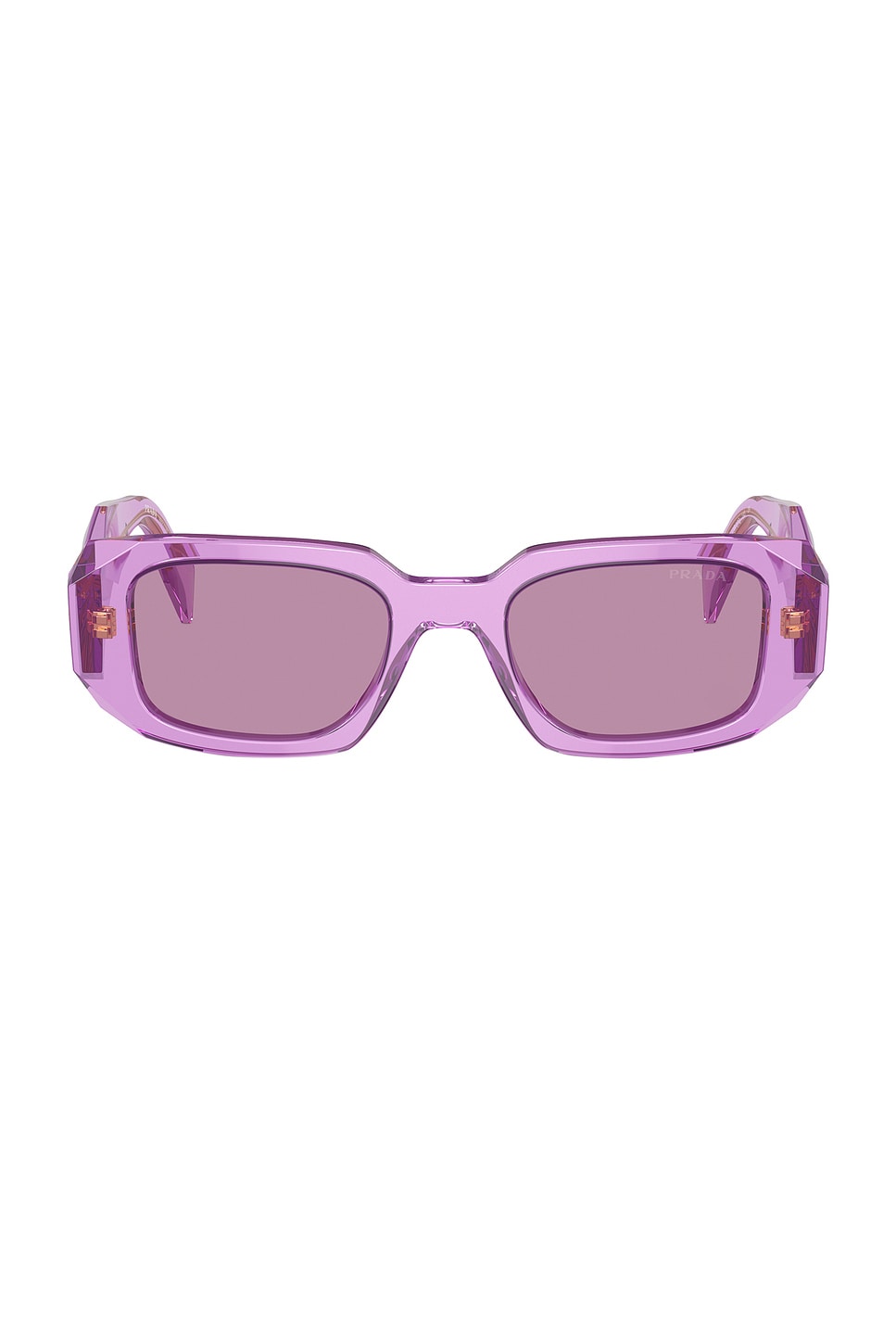 Shop Prada Rectangle Sunglasses In Transparent Amethyst