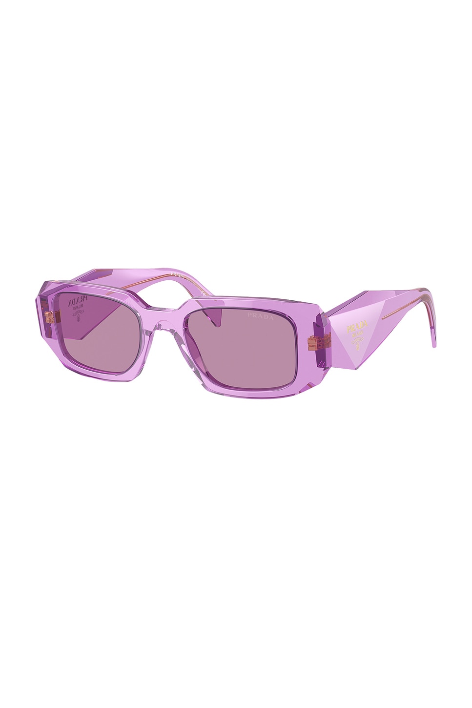 Shop Prada Rectangle Sunglasses In Transparent Amethyst