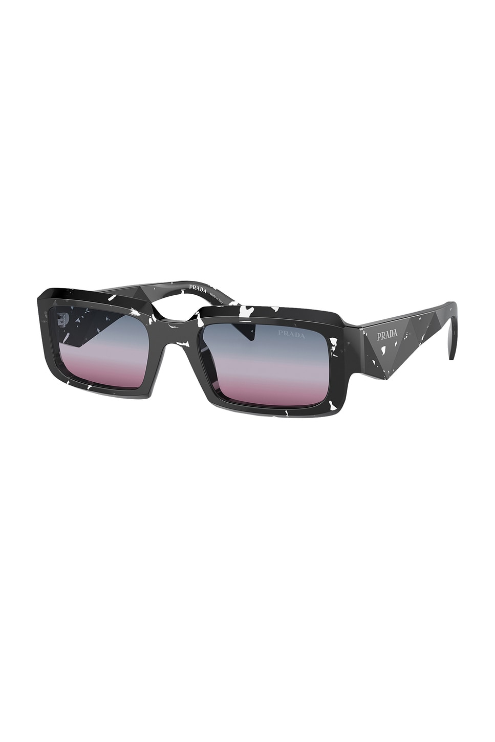 Shop Prada Rectangle Sunglasses In Black Crystal