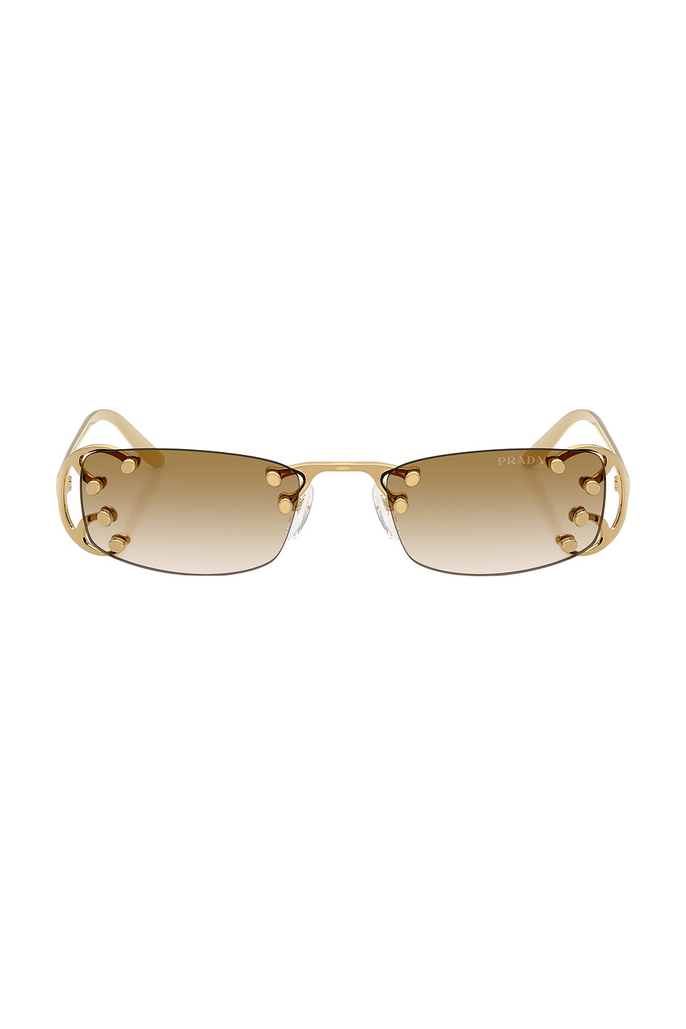Prada Rectangular Sunglasses In Gold