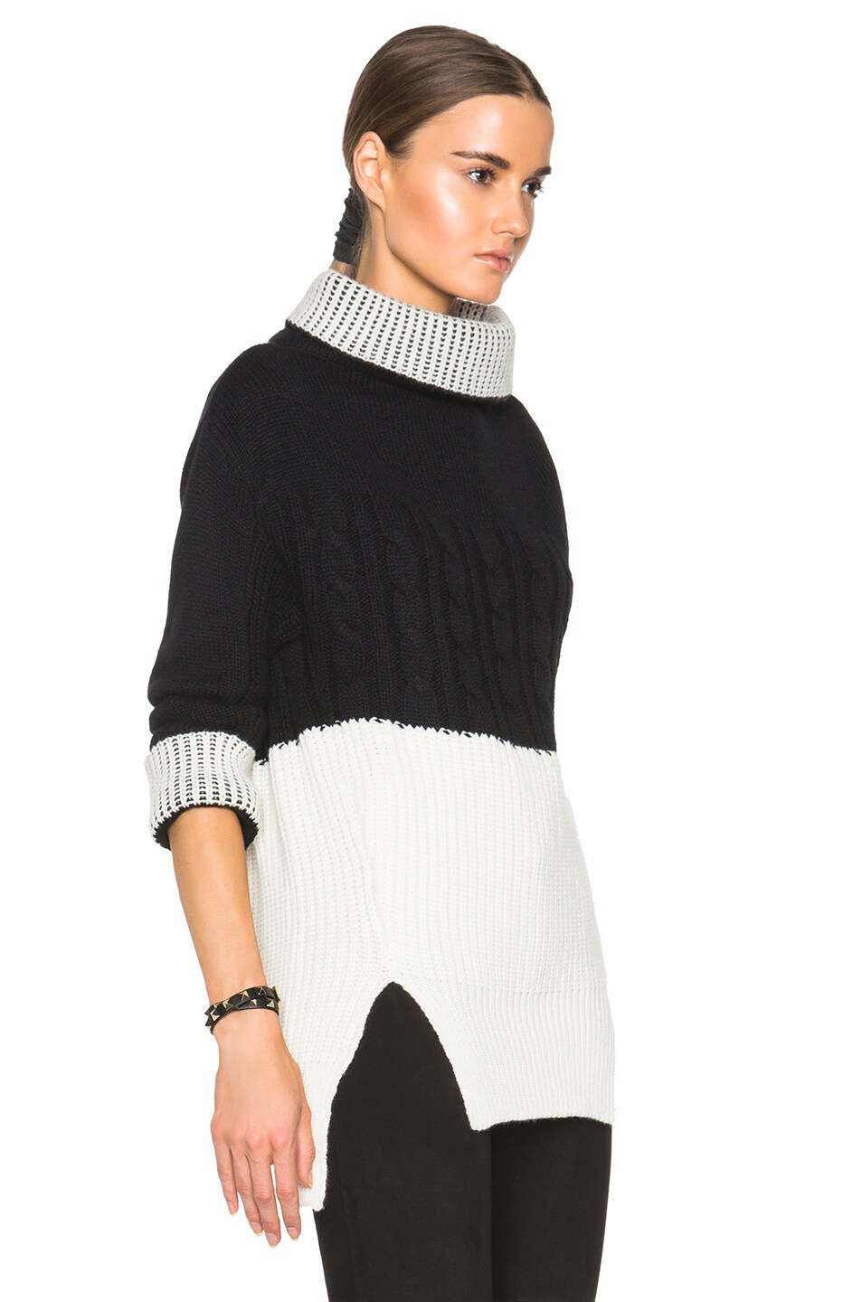 Prabal Gurung Nepalese Cashmere Bi Color Sweater in Black FWRD