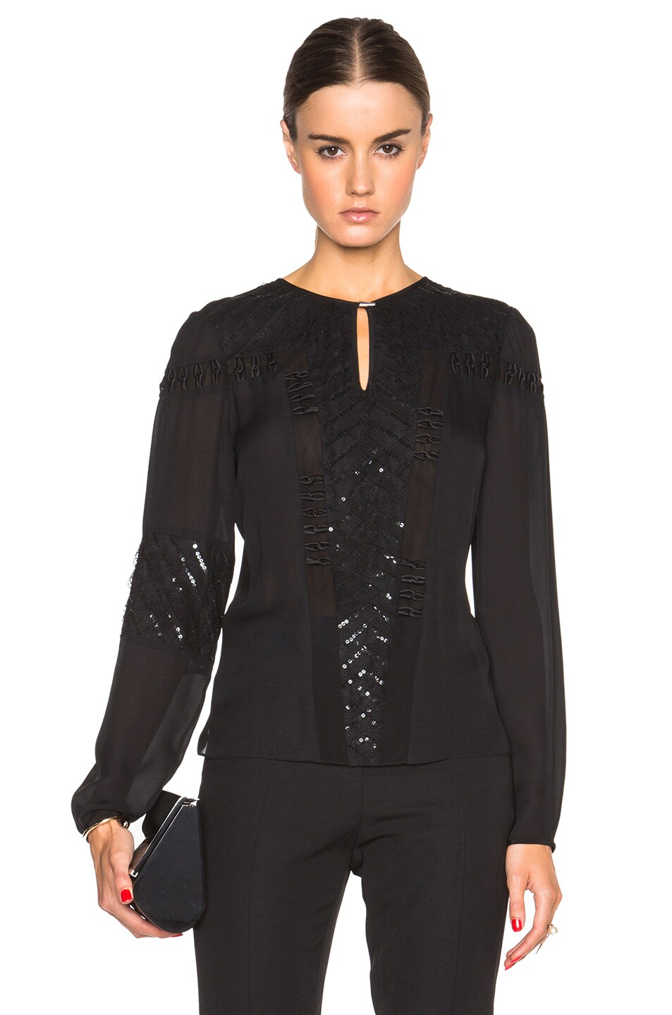 Image 1 of Prabal Gurung Embroidered Blouse in Black
