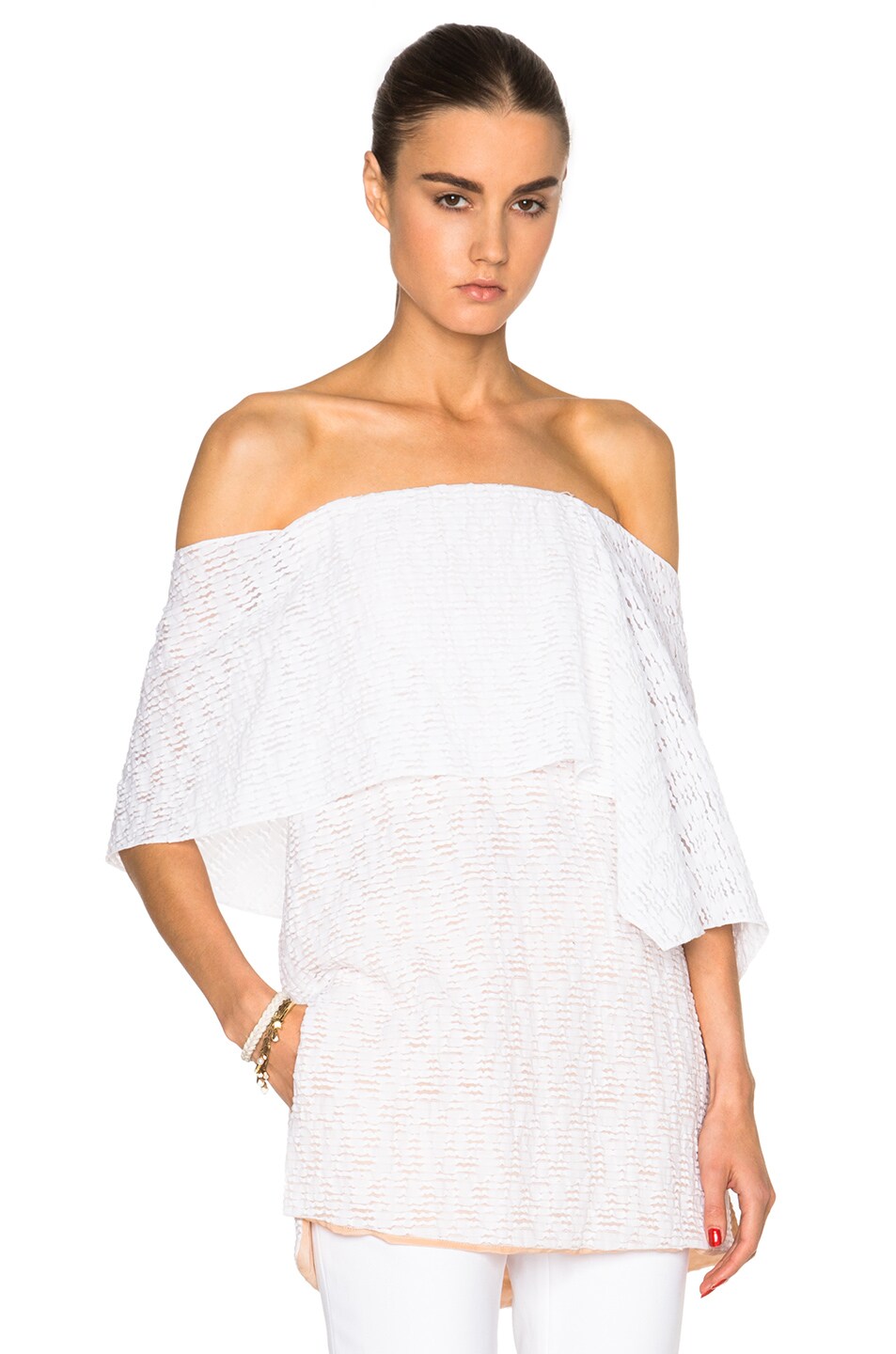 Image 1 of Prabal Gurung Fil Coupe Cotton Blouse in Porcelain