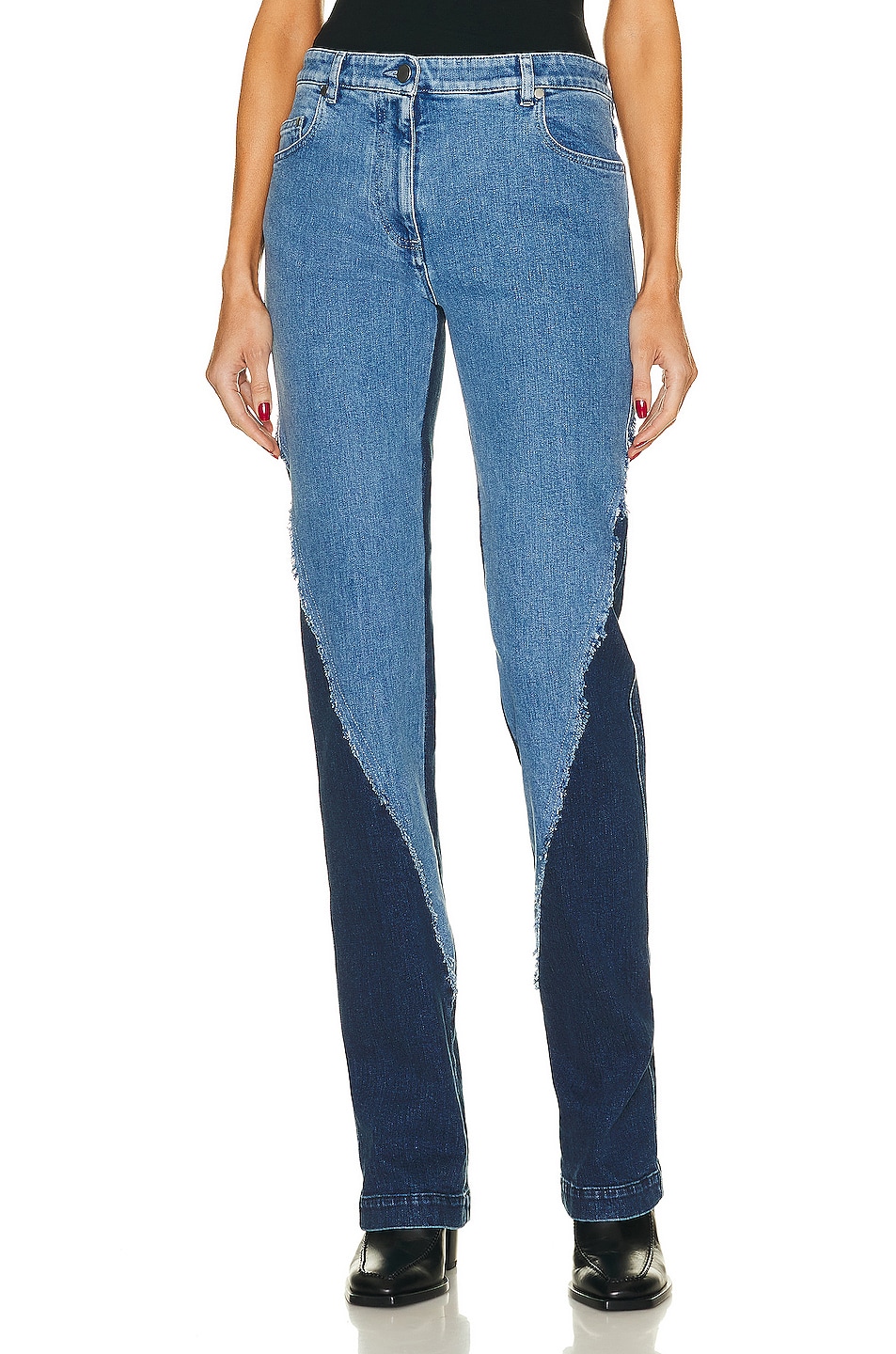 Image 1 of Peter Do Twisted Slim Jeans in Light Blue & Dark Blue